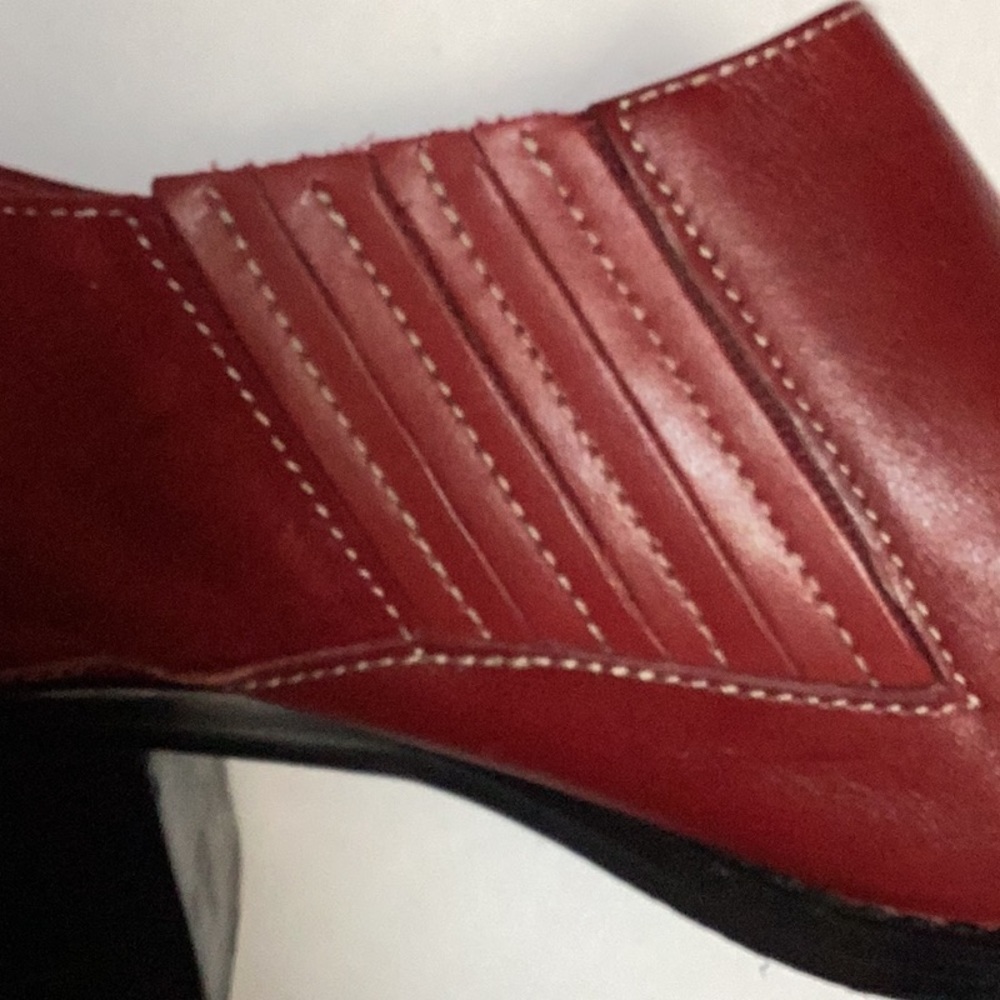 Coldwater Creek Red Leather Suede Point Square Toe Western Ankle Boot Shoes 10 - Picture 8 of 12
